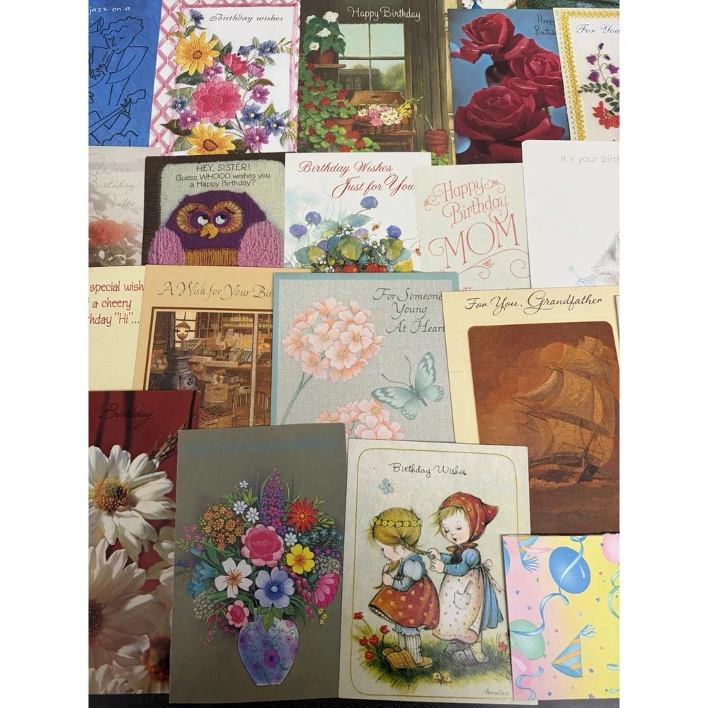 Vintage Birthday Cards Some Fronts ONLY Scrapbooking Crafts Decoupage Lot of 50+